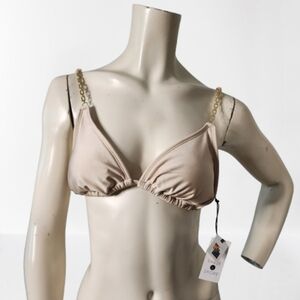Shade & Shore Bikini Top Womens L Tan NEW